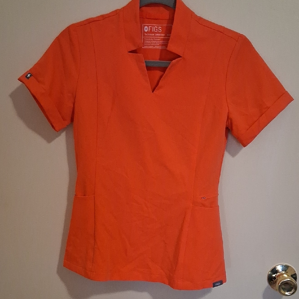Figs Women's Vivid Orange Button Down Shirt